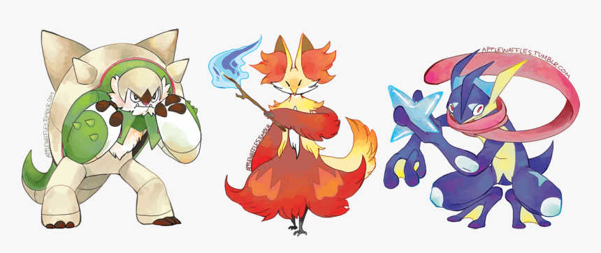 Greninja Fennekin Y Chespin, HD Png Download
