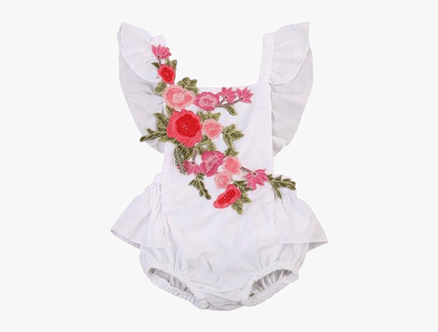 Petite Bello Playsuit 0-6 Months Emmy Floral White - Ropa Bordados Para Bebe, HD Png Download