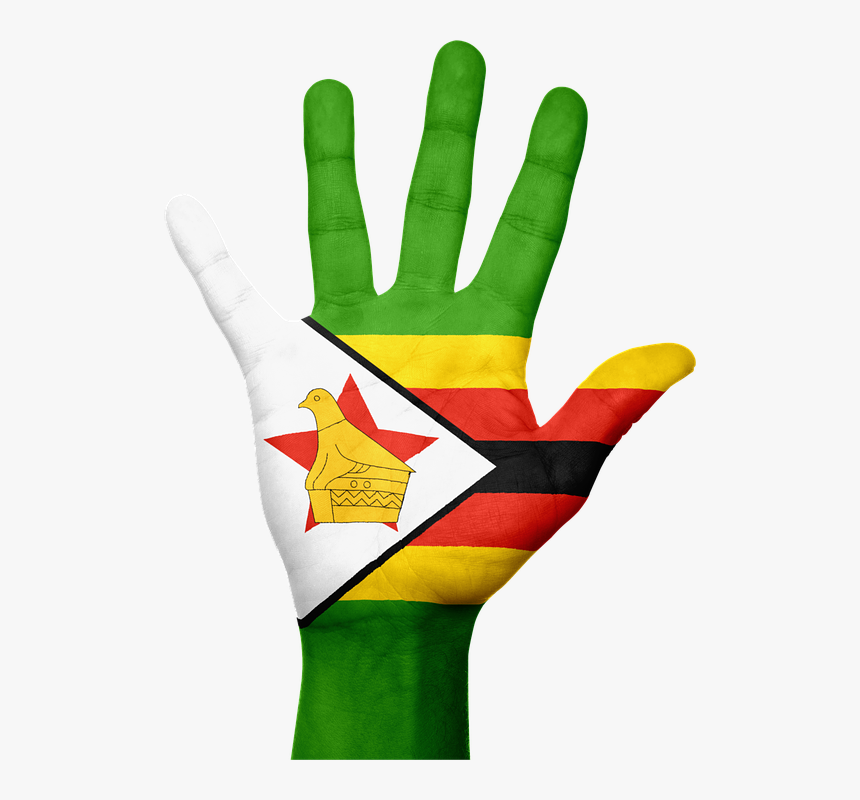 Zimbabwe, Flag, Hand, National, Fingers, Patriotic - Flag Map Of Zimbabwe, HD Png Download