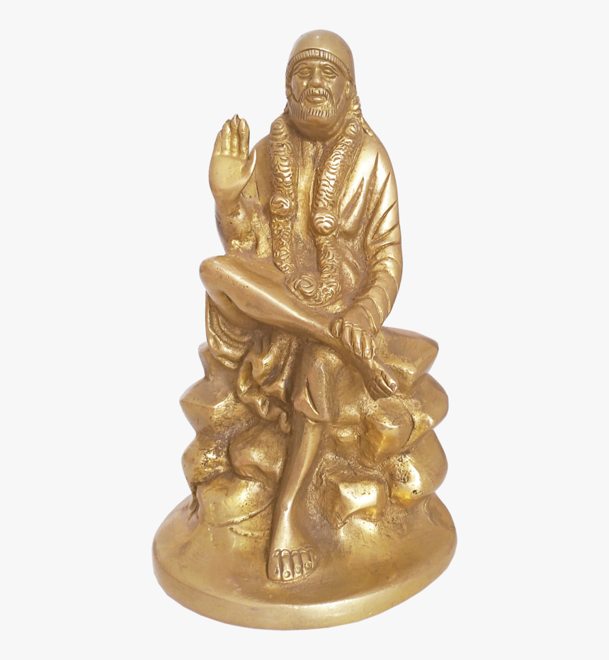 Blessing Lord Shirdi Sai Baba Brass Statue, 3 X 8 Inch, - Statue, HD Png Download