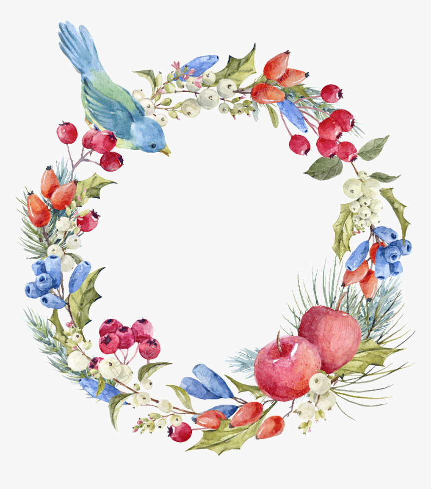 Flower Wreath Png - Зимний Венок Акварель, Transparent Png