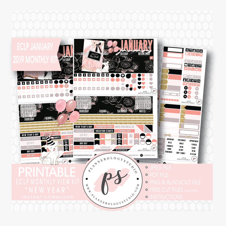 Free Png Wall Clock Png Image With Transparent Background - New Years Planner Stickers Free 2019, Png Download