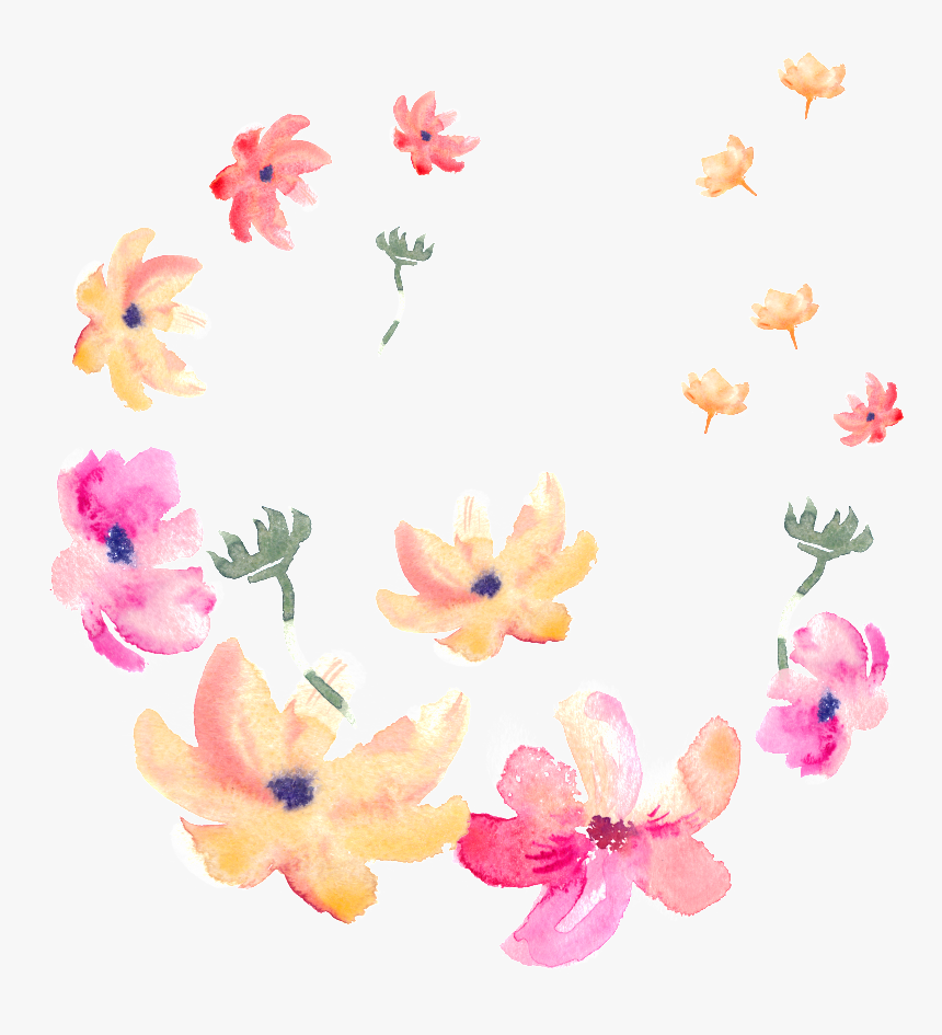 Flying Flower Cartoon Transparent - Watercolor Flower Ring, HD Png Download