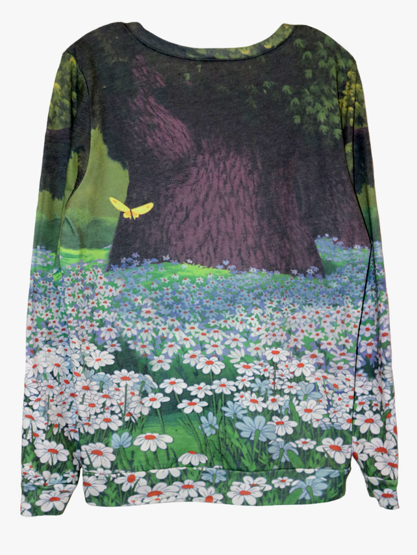 The Back Of The Long Sleeve Shirt That Shows A Field - Sweater, HD Png Download