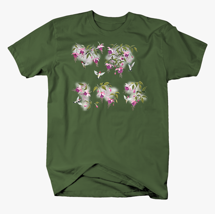 Hummingbirds Flying Around Flowers Wildlife Bird Throat - T-shirt, HD Png Download
