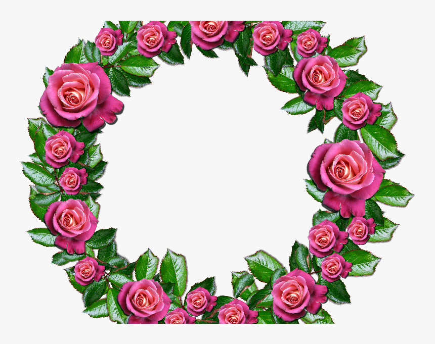 Floral Wreath Png With Pink Roses And Leafs - Rose Wreath Clipart Png, Transparent Png