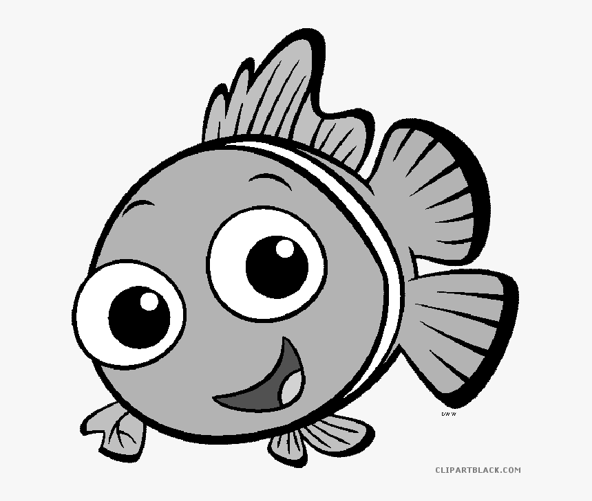 Transparent Cartoon Fish Clipart Black And White, HD Png Download
