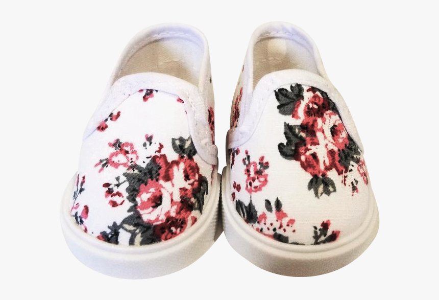 Quality White Canvas Floral Slip-on Sneakers Shoes, HD Png Download