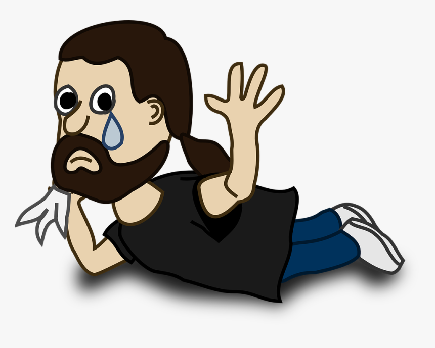 Man, Bye, Beard, Lying, Character, Waving, Comic, Sad, HD Png Download
