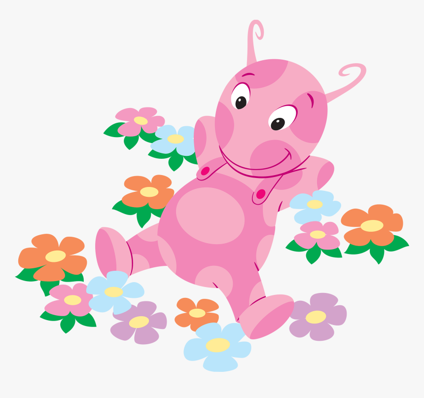 Uniqua Lying In Bed Of Flowers Transparent Png, Png Download