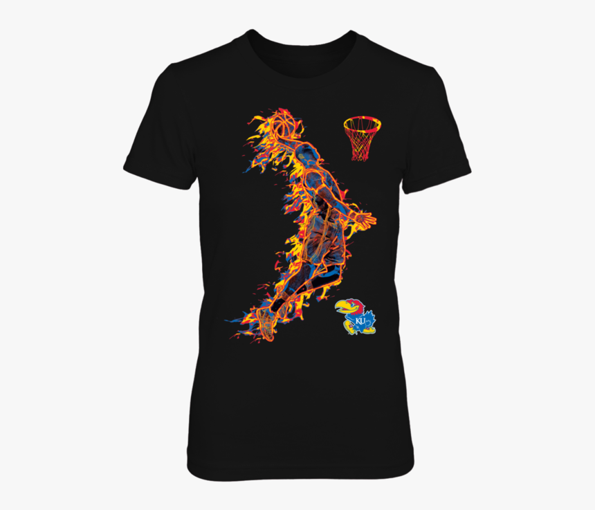 Kansas Jayhawks Basketball Player On Fire Shirt, HD Png Download