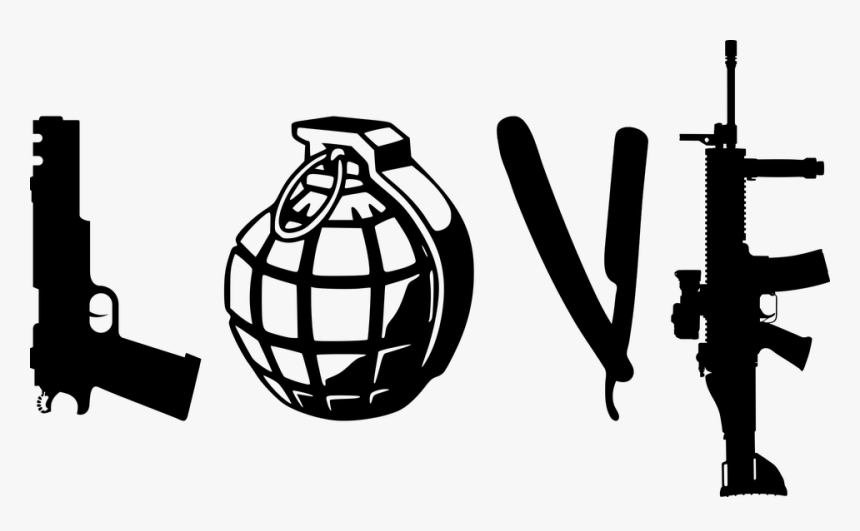 Love, Hate, Weapons, Combat, War, Gun, Grenade, HD Png Download