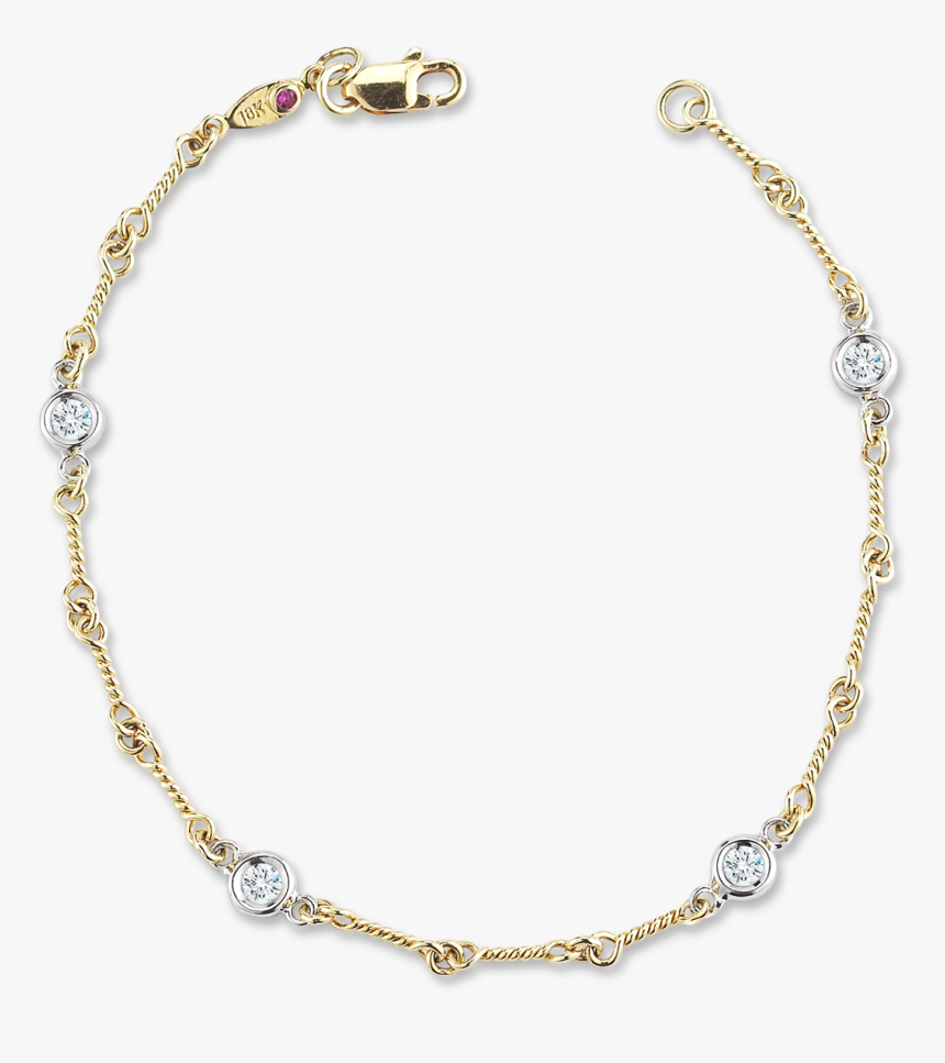 18k Yellow Gold Dogbone Station Bracelet With Diamonds, HD Png Download