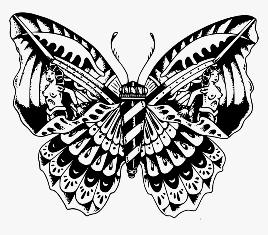 Skull Butterfly Drawing At Getdrawings, HD Png Download