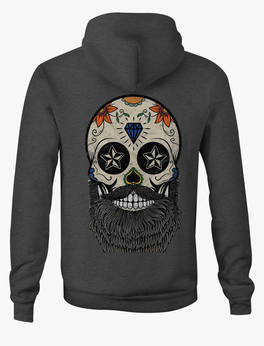 Skull Zip Up Hoodie Bearded Skull Tattoo Hooded Sweatshirt, HD Png Download