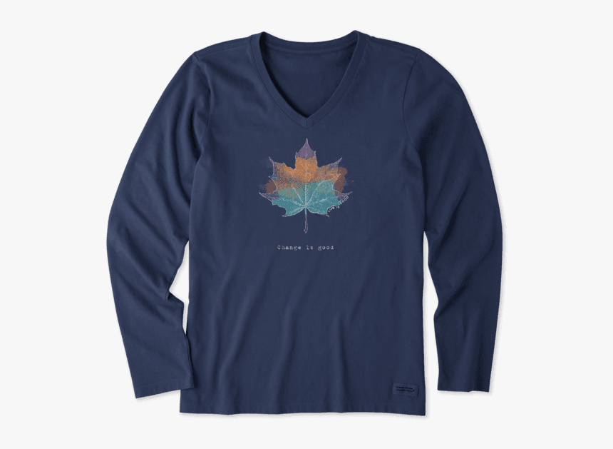 Women S Change Leaf Engraved Long Sleeve Crusher Vee, HD Png Download