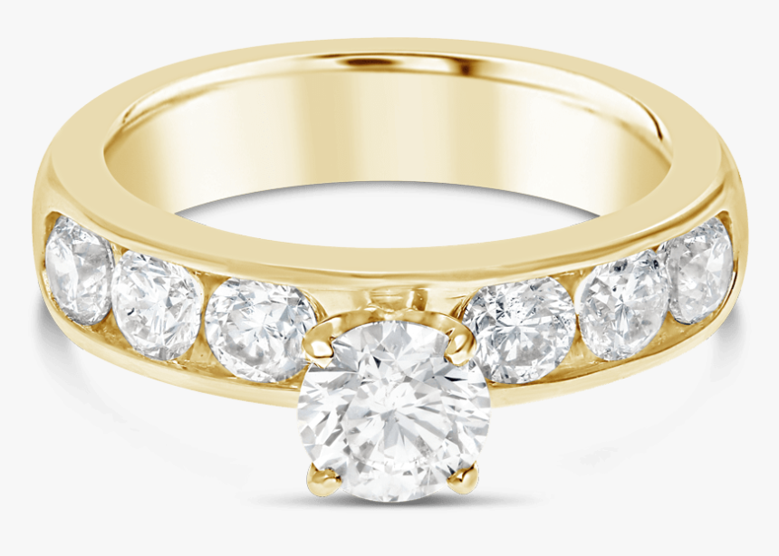 Propose Tonight 14k Yellow Gold Round Cut Diamond Pave - Engagement Ring, HD Png Download