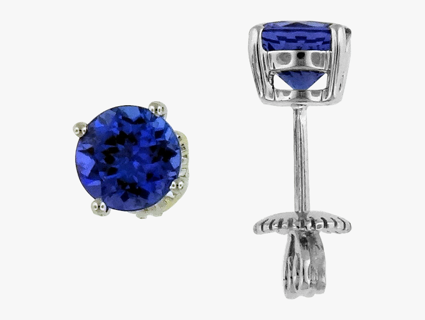 14kt White Gold Round Tanzanite Earrings Ts1088e 15313 - Diamond, HD Png Download