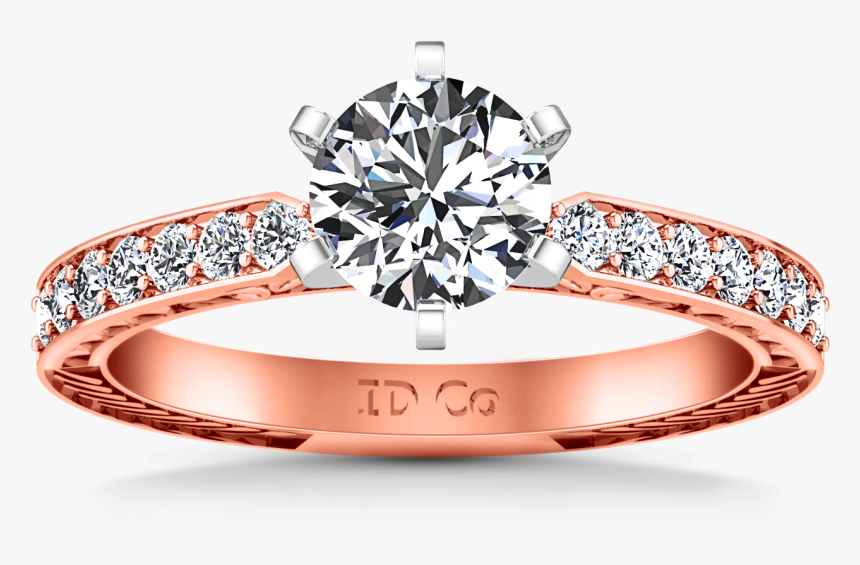 Pave Engagement Ring Arabesque 14k Rose Gold - Engagement Ring, HD Png Download