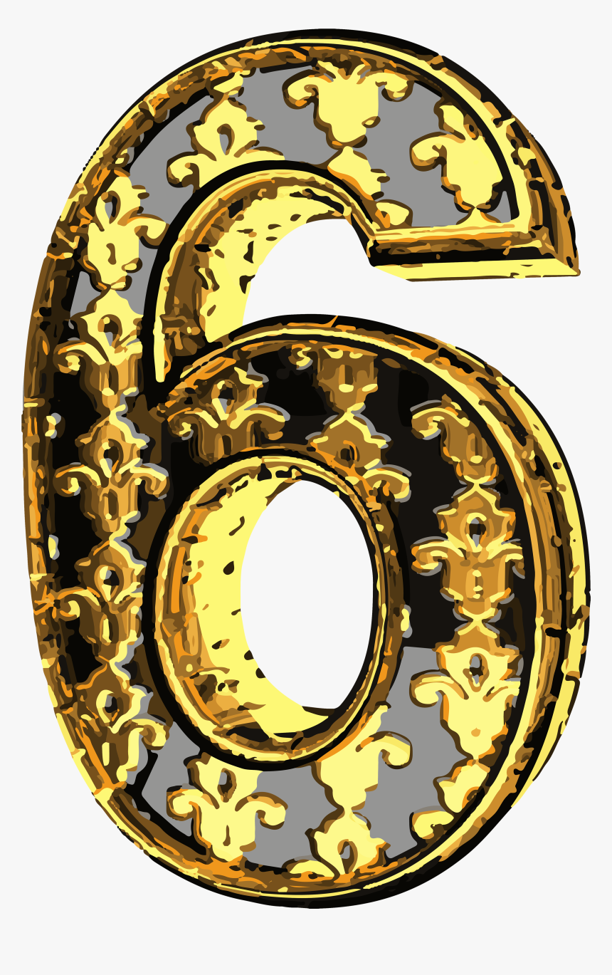 Elegant Vintage Number Six Png Clip Art Image - Clip Art, Transparent Png