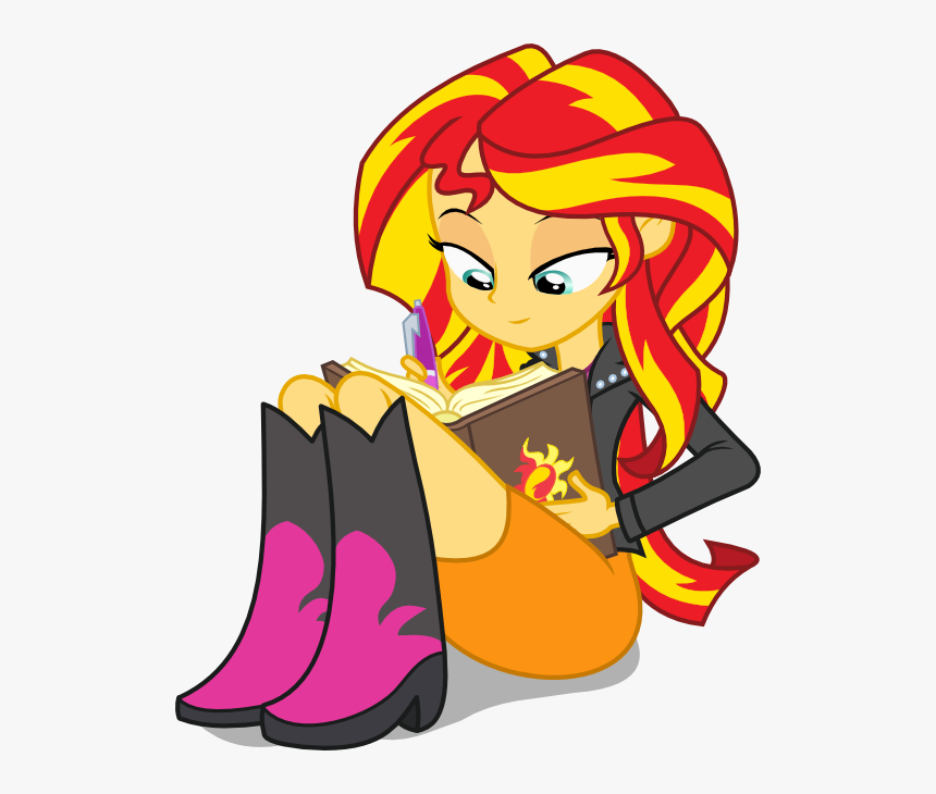 Seahawk270, Cute, Equestria Girls, Journey Book, Pen, - Sunset Shimmer Writing In Her Book, HD Png Download