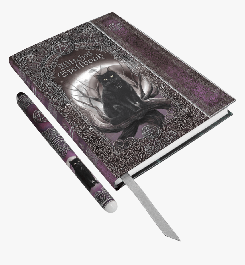 Black Cat Embossed Spell Book With Pen - Incantation, HD Png Download