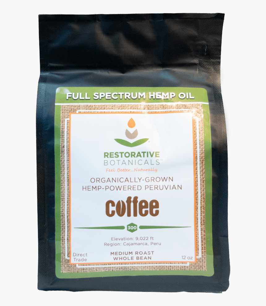 12 Ounce Bag Of Coffee Whole Bean Hemp Infused Peruvian - Fruit, HD Png Download