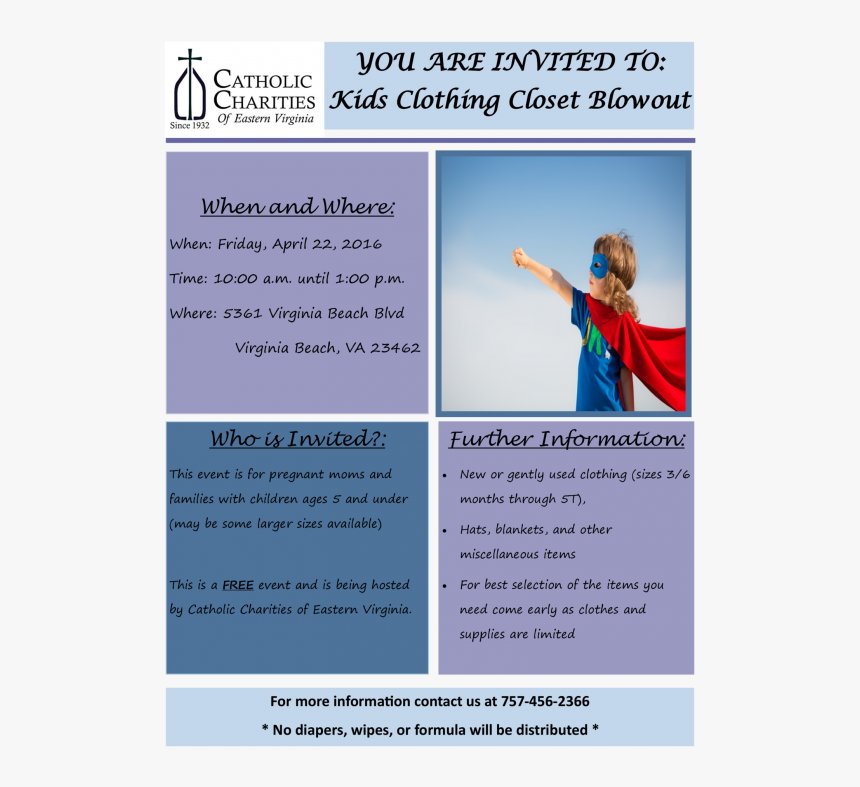 Catholic Charities Kids Clothing Closet - Lnbf Double 4 Goldsat, HD Png Download