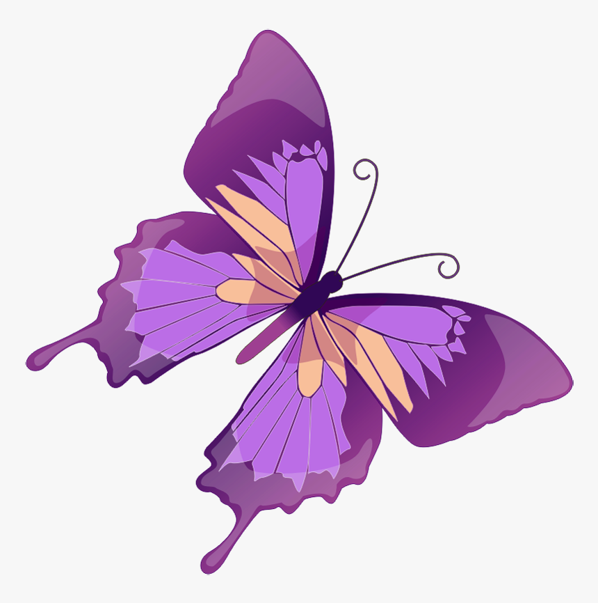 Purple Butterfly Clip Art - Purple Butterfly And Flower Clipart, HD Png Download