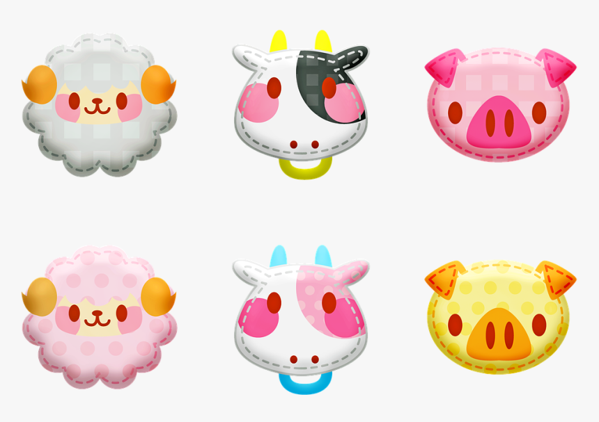 Kawaii Animals, Animal Stickers, Sheep, Cow Pig, Kawaii - Sticker, HD Png Download