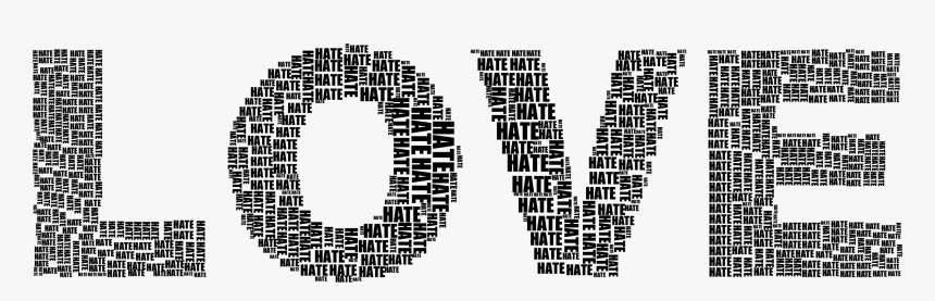 Love And Hate Black Clip Arts - Love Words Transparent Font, HD Png Download