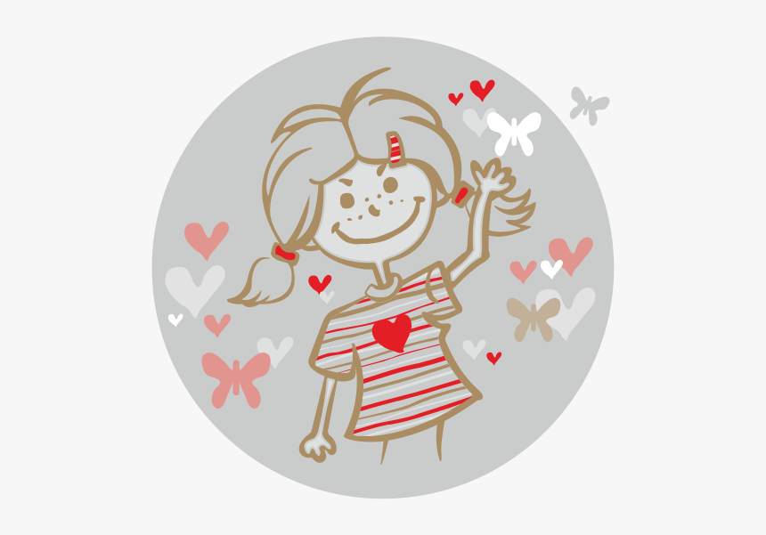 Girl And Flying Hearts - Clip Art, HD Png Download