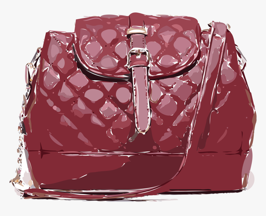 Red Patterned Leather Bag Clip Arts - Handbag, HD Png Download