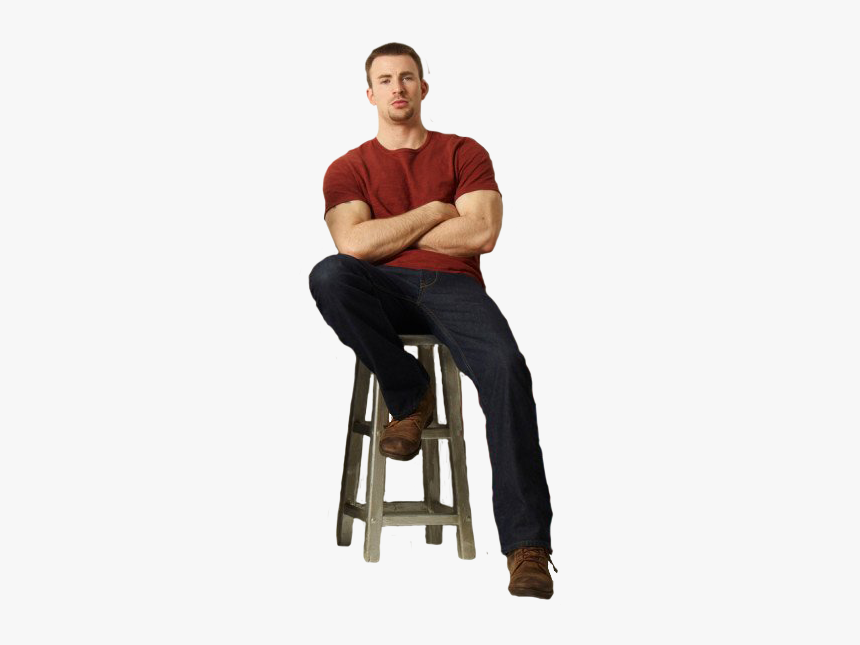 Chris Evans Png - Sitting On Stool Png, Transparent Png