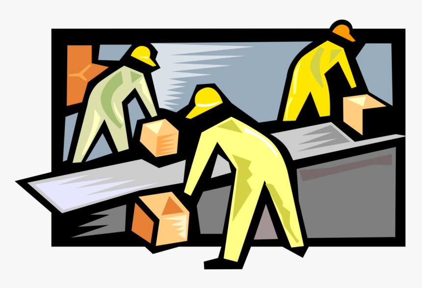 Vector Illustration Of Assembly Line Factory Workers - Selling Cost And Production Cost, HD Png Download