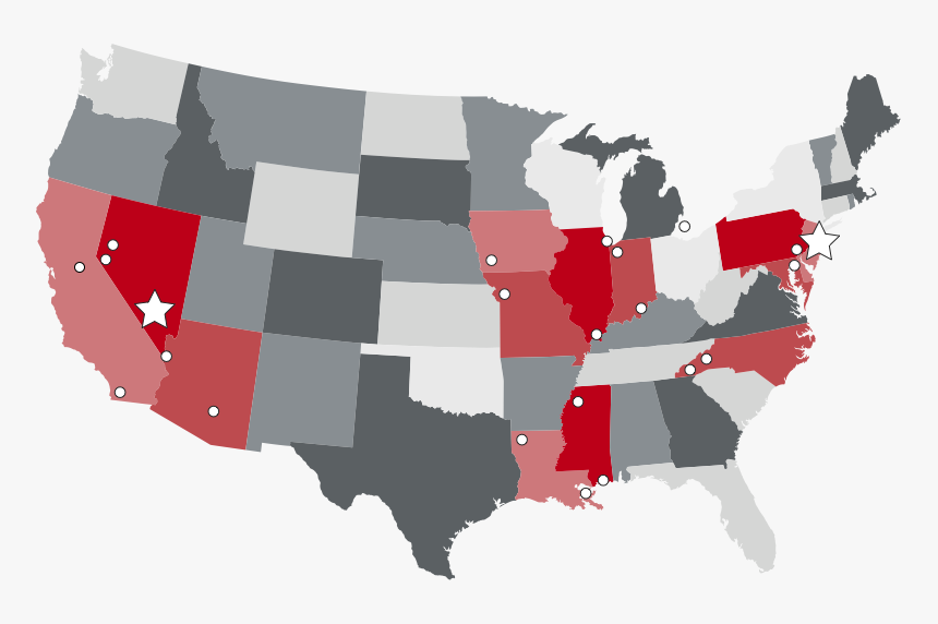 Caesars Rewards Map Featuring States Highlighted In - Smoking Ban States, HD Png Download