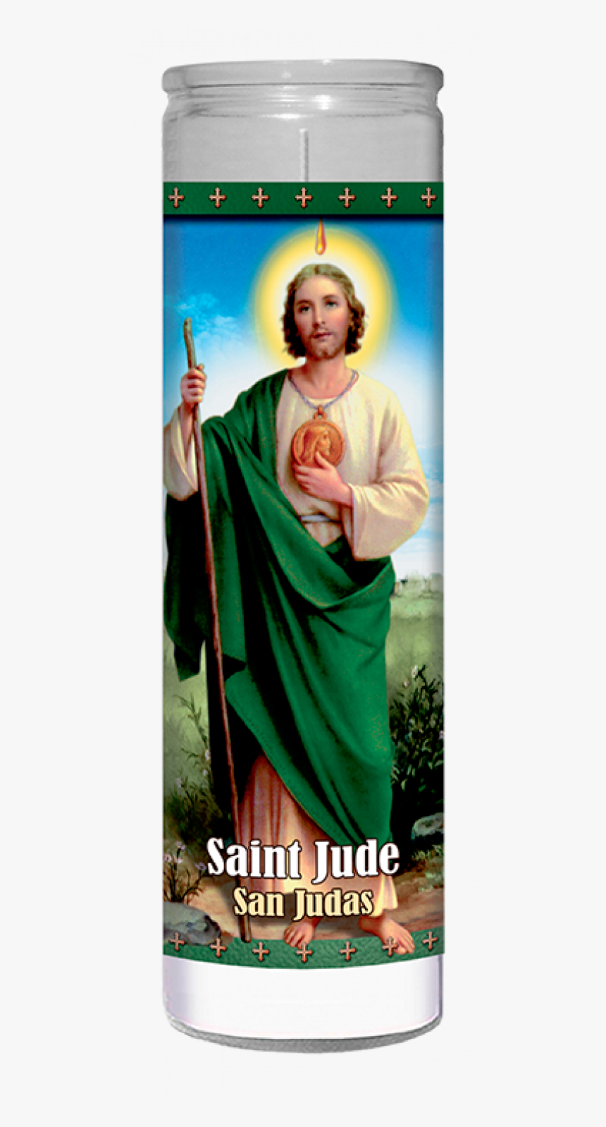 St Jude Green Wax Candle, HD Png Download