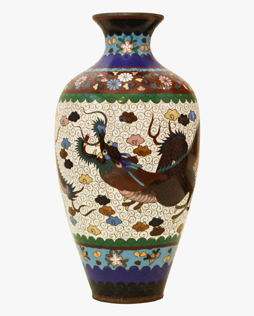 Vase With Dragon Motif, 19th Century Cloisonné, Late - Porcelain, HD Png Download