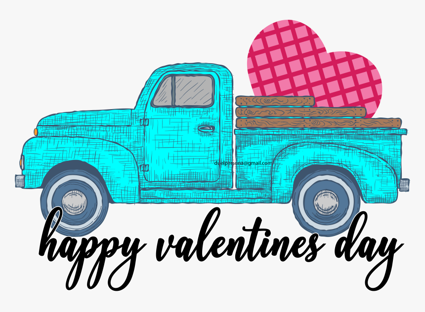 Valentine Clipart Truck - Happy Valentines Day Truck, HD Png Download