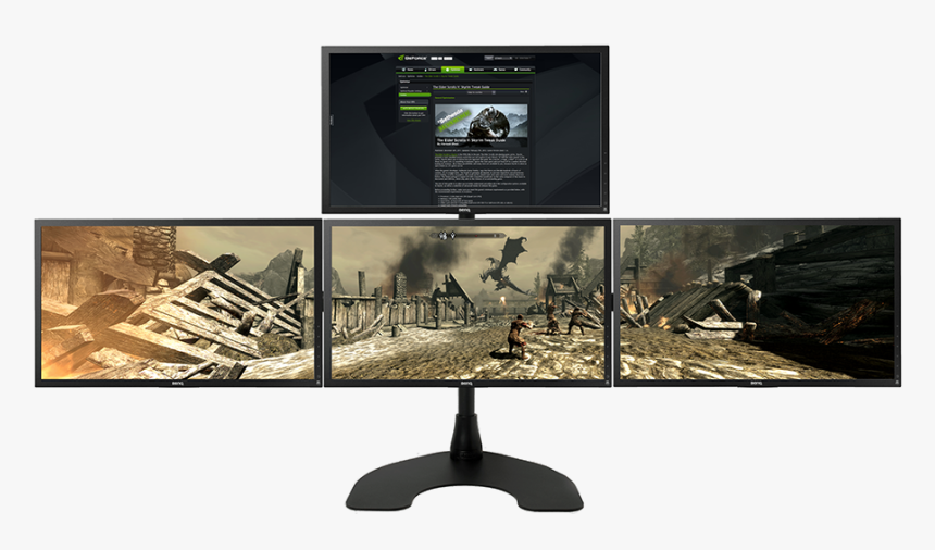 Wide-screen Pc Gaming Monitor Mounting Setup By Ergotech - 3 1 Monitor Stand, HD Png Download