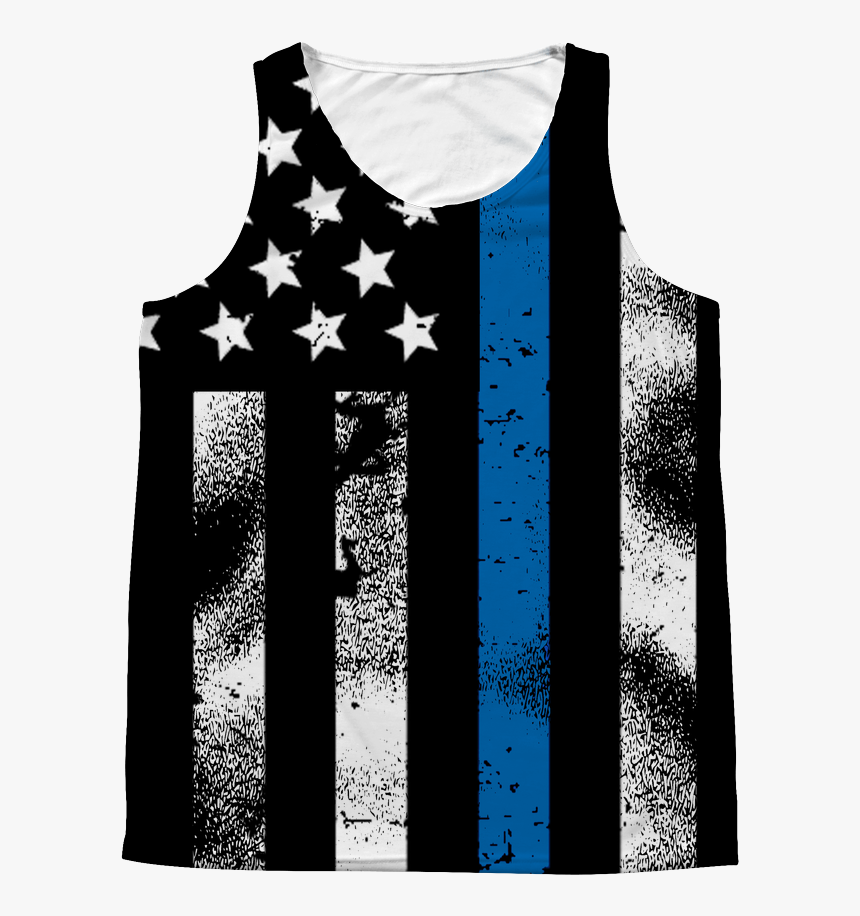 Tattered Thin Blue Line American Flag All Over Print - Active Tank, HD Png Download