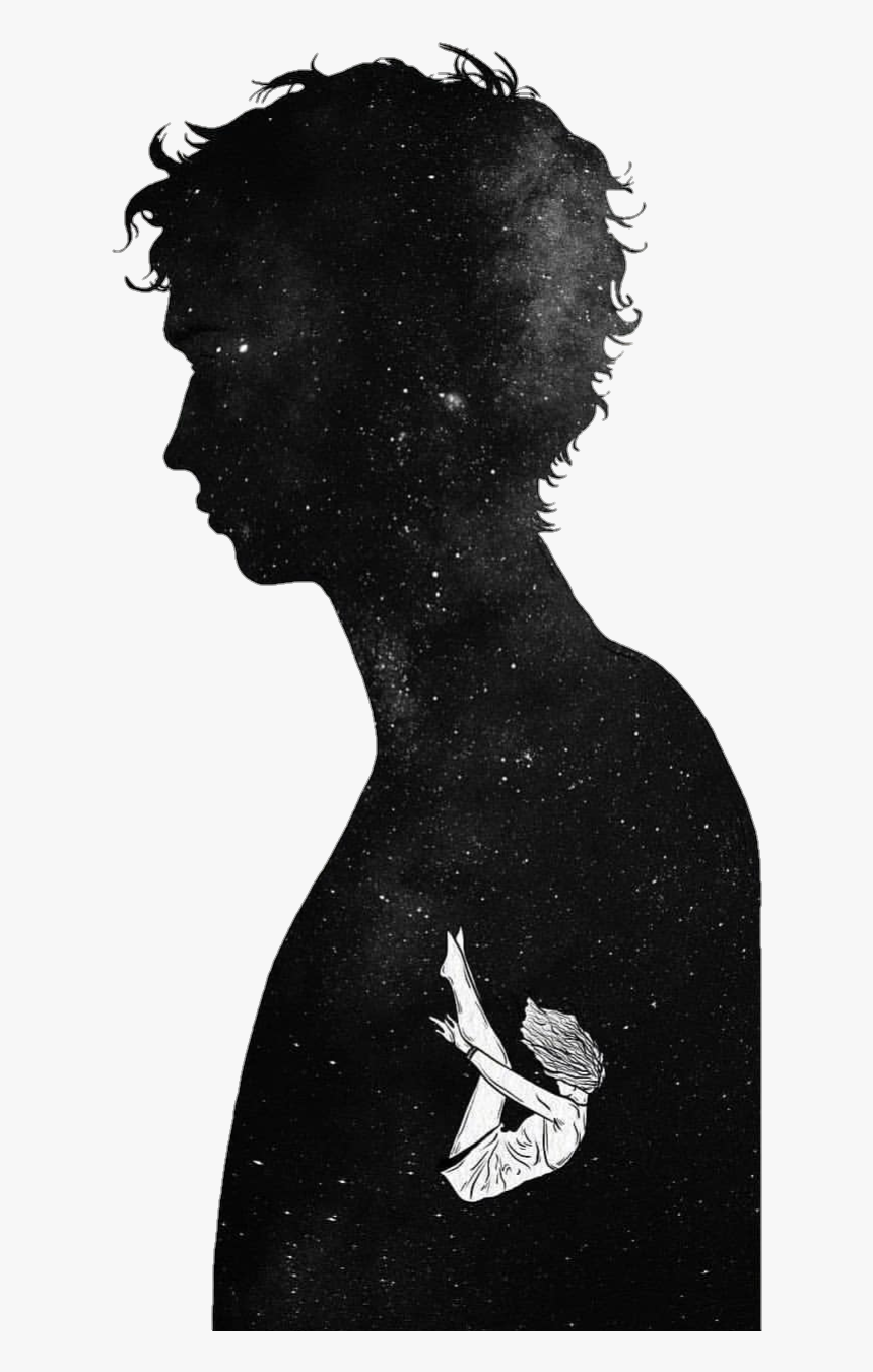 #universe #galaxy #blackandwhite #fall #tumblr - Transparent Silhouette Tumblr Black & White, HD Png Download