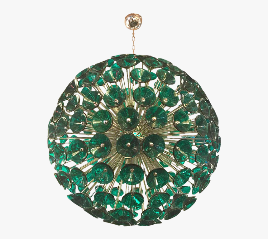 Vintage Sputnik Chandelier In Brass And Green Glass - Locket, HD Png Download