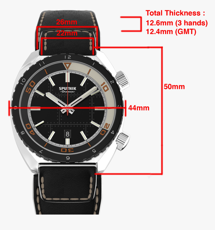 Gruman Sputnik 3hands Black Specifications - Caterpillar Watch Women, HD Png Download