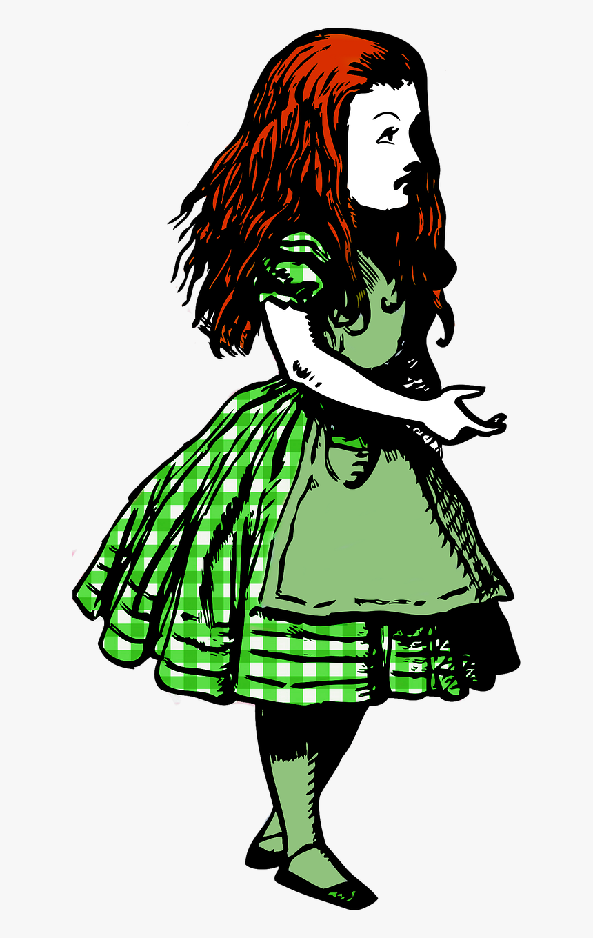 Alice In Wonderland Red Hair Gingham Free Photo - Clipart Alice In Wonderland Black And White, HD Png Download