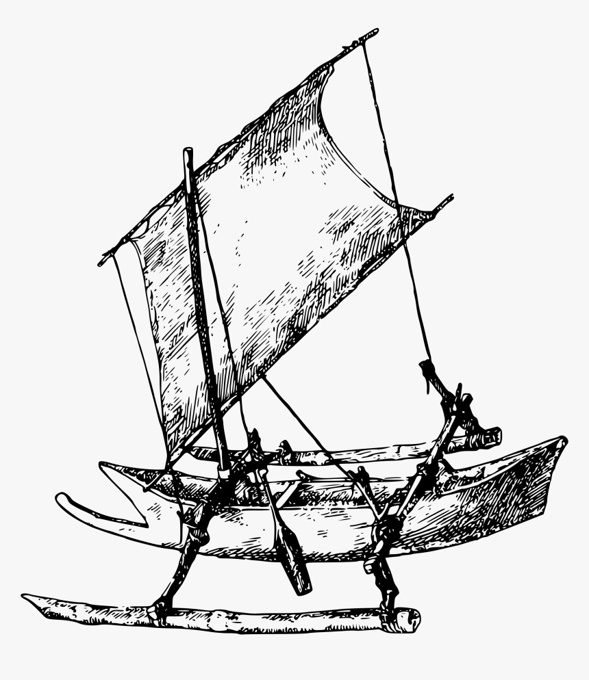 Old Indonesian Boat Clip Arts - Indonesian Fishing Boat Drawing, HD Png Download