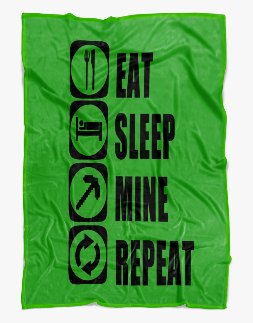 Classic Minecraft Large Fleece Blanket Eat Sleep Mine - Graphic Design, HD Png Download
