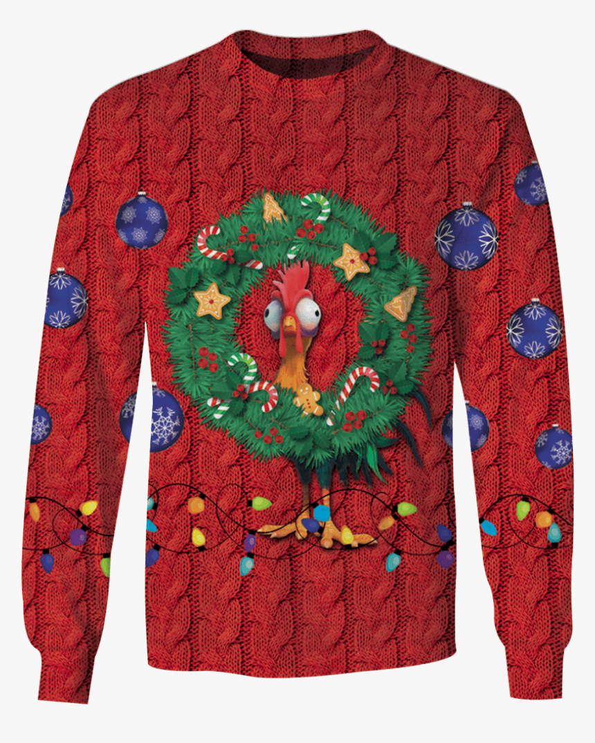 Gearhuman 3d Heihei Chicken In Christmas Day Custom - Long-sleeved T-shirt, HD Png Download
