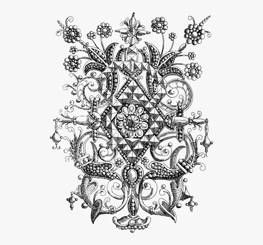 Vintage, Floral, Frame, Flourish, Line Art, Jewelry - Illustration, HD Png Download
