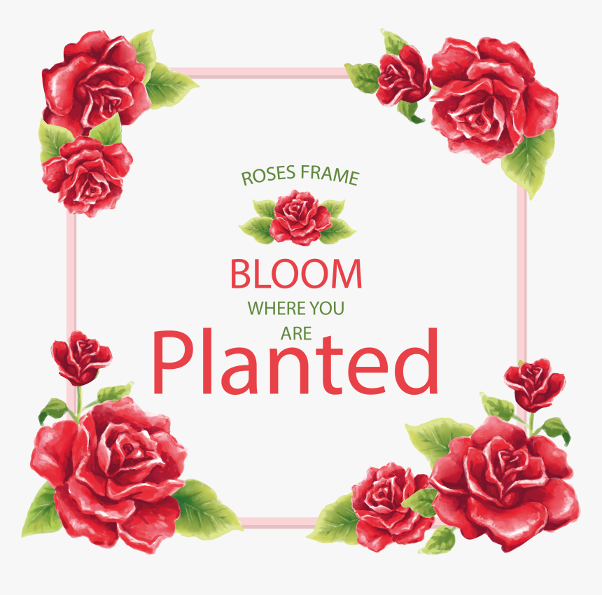 Com Floral Frame Vintage Flowers Red Roses Unicorns Love